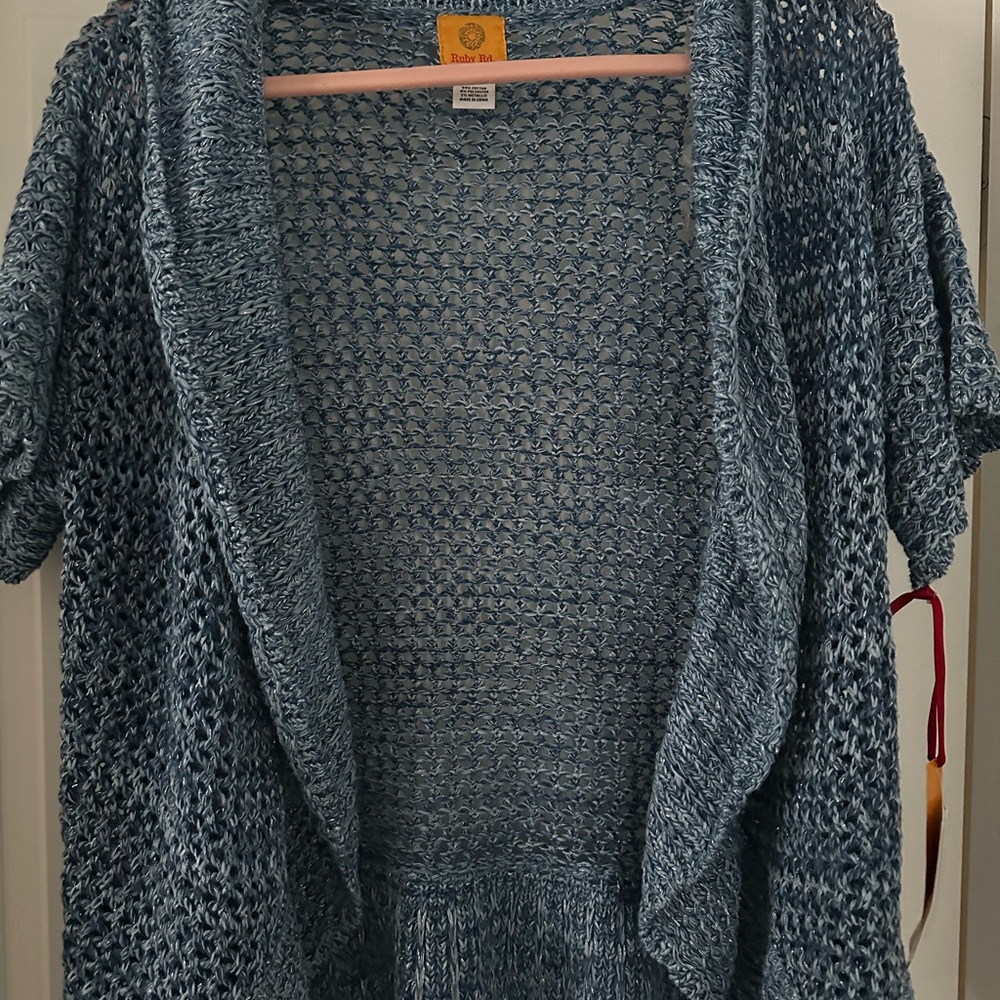 NWT Ruby Rd. Textured Blue Cardigan